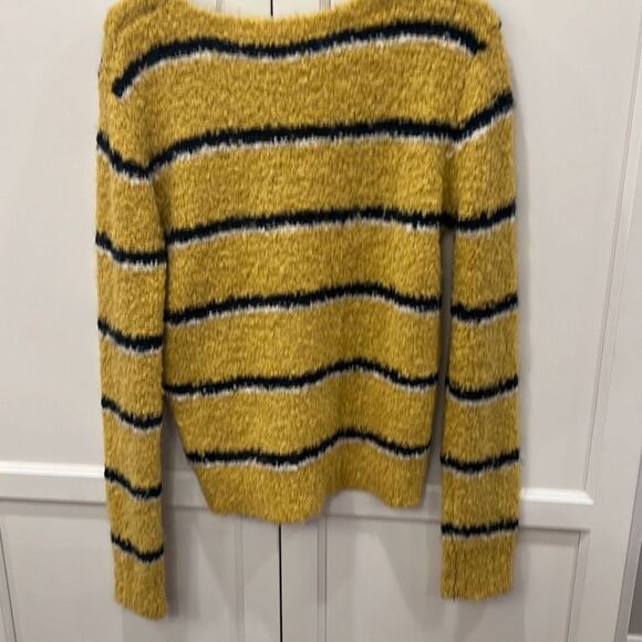 Free People size XS yellow and black striped sweater bohemian preppy comfy cute - Picture 4 of 4